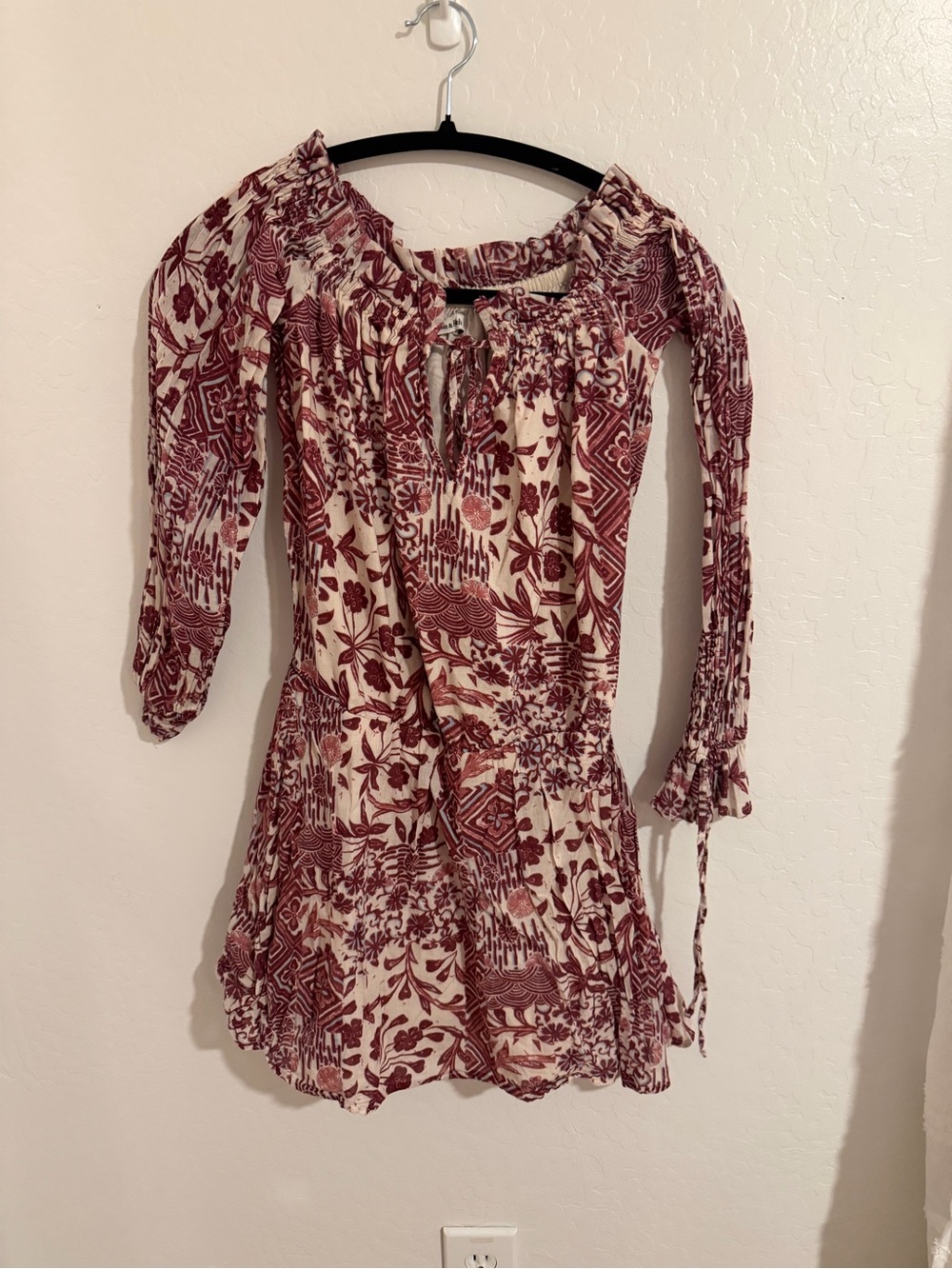 Abercrombie & Fitch Cream and Burgundy Floral Mini Dress